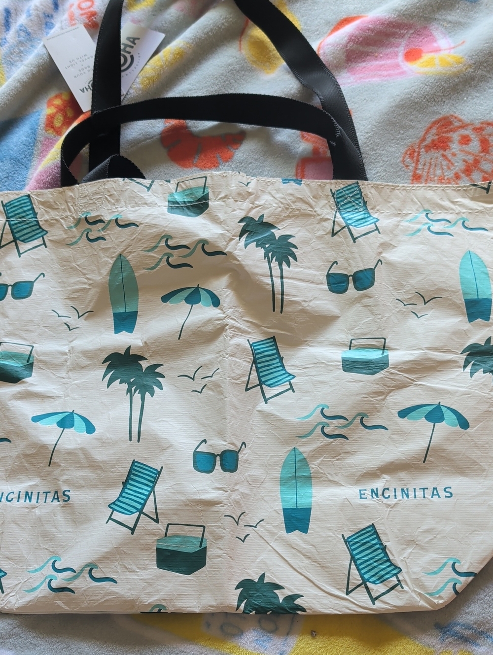 ALOHA Collection Teal Good Times Reversible Tote Bag New NWT Encinitas Beach Bag